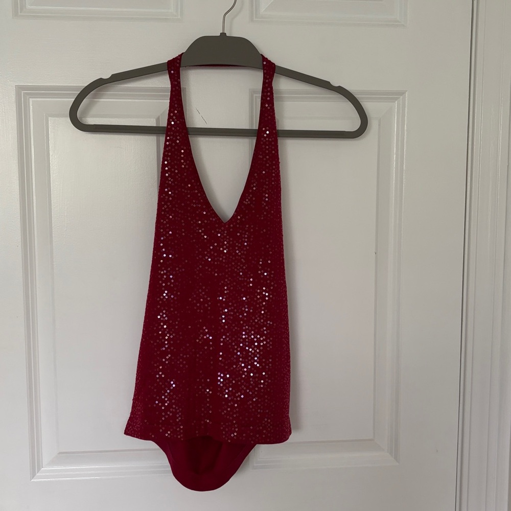 NWT BCBG Red Sequin Top